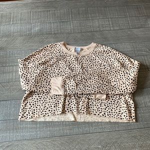 Leopard print long sleeve crop top